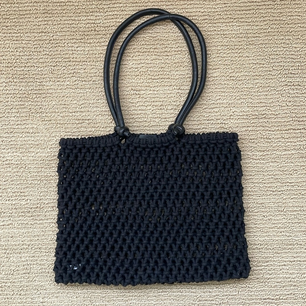 Clare V Black Woven Tote Bag
